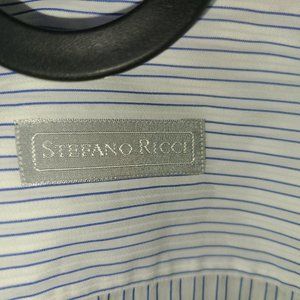 Stefano Ricci luxury blue and white French-cuff shirt